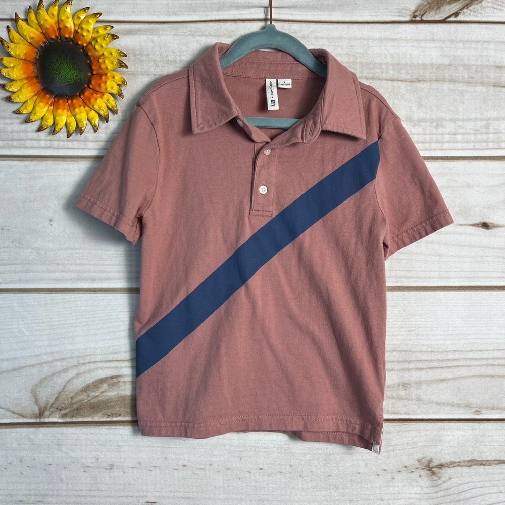 Janie and Jack x HFR Boys Pink Diagonal Stripe Polo Shirt Size 5‎
